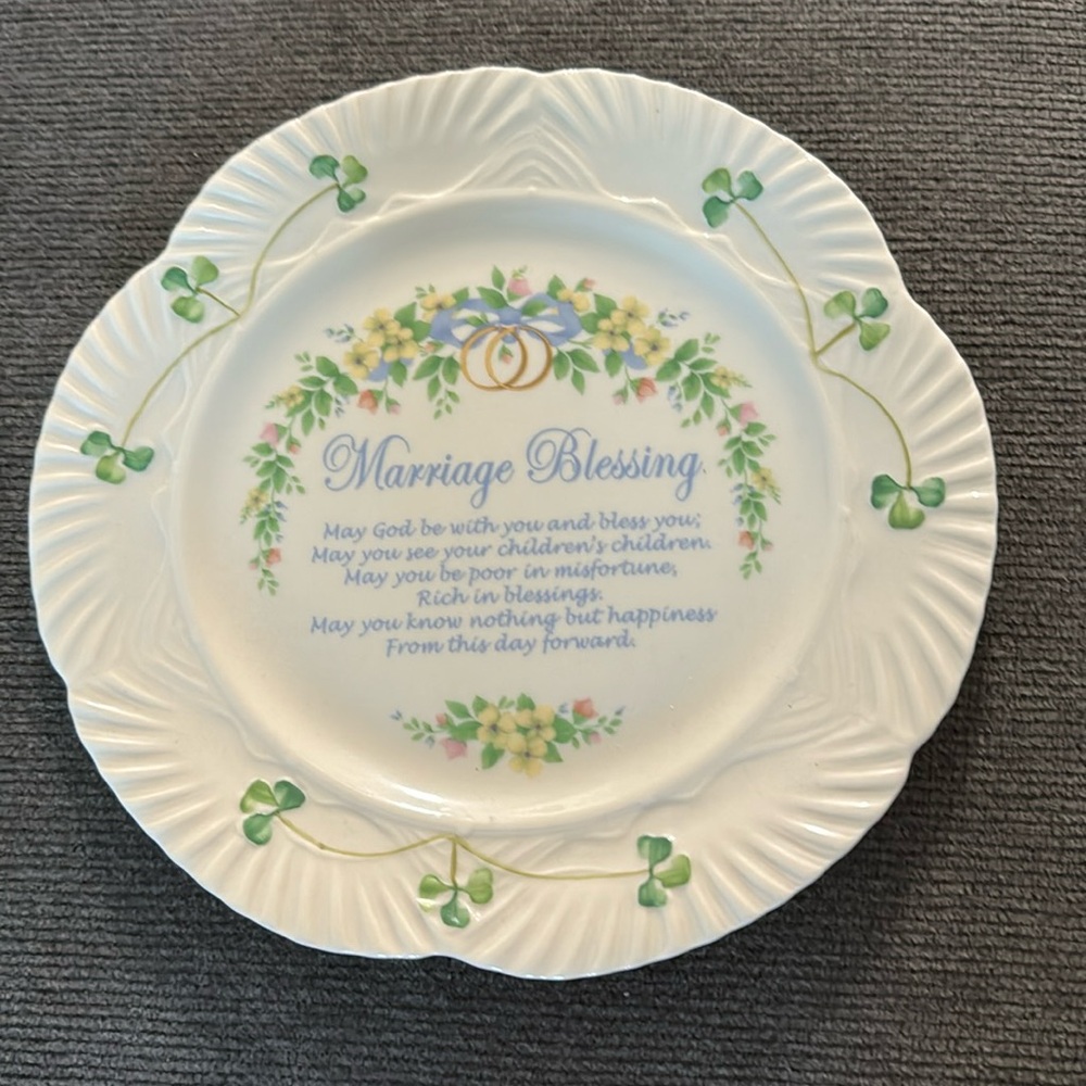 Belleek marriage blessing decorative plate